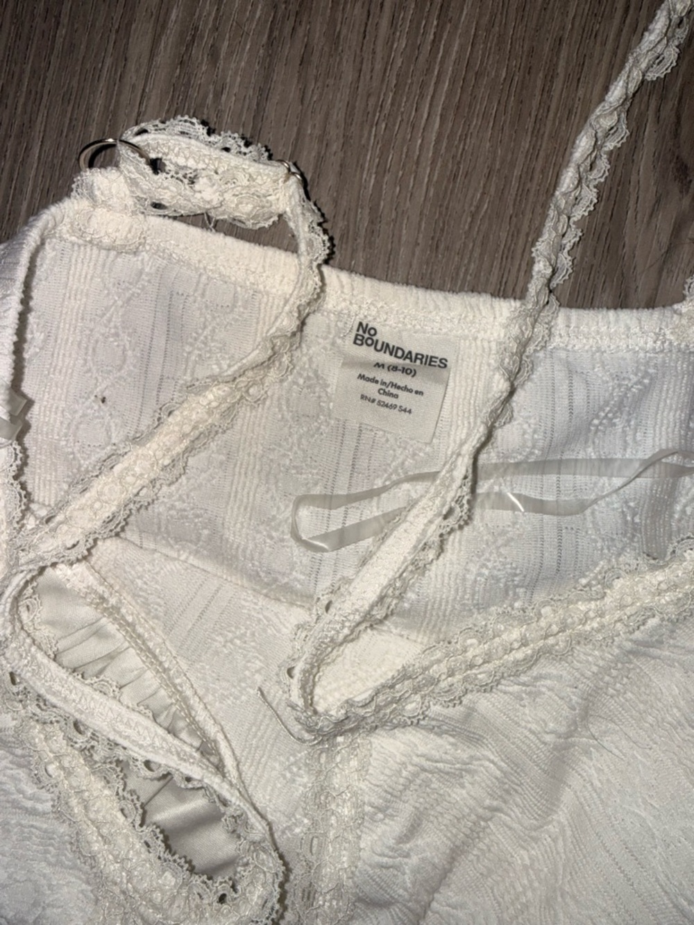 No Boundaries White Lace-Trim Camisole - Picture 3 of 3